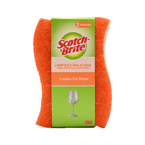 Esponja Scotch-Brite Limpieza Delicada Cero Rayas Cocina -2Uds