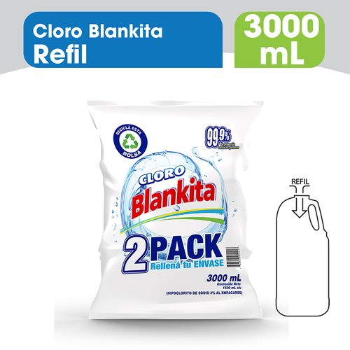 2 Pack Cloro Blankita Original -3000ml