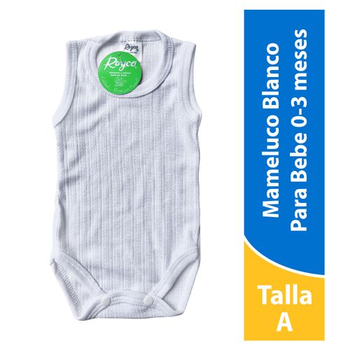 Body Para Bebé Reyco Unisex, Color Blanco Talla 0-3 Meses