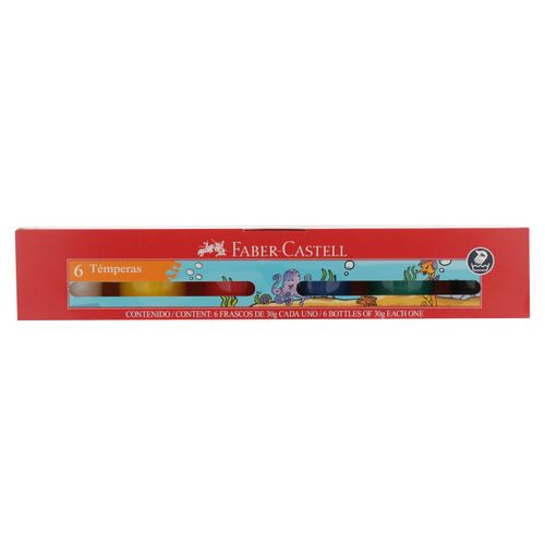 Tempera Faber Castell Frasco De 30 Ml 164003 Caja/6 Colores
