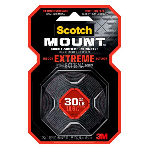 Cinta Doble Cara 3M Scotch-Mount™, Adhesión Extrema, 1 rollo -2.5 cm x 1.5 m