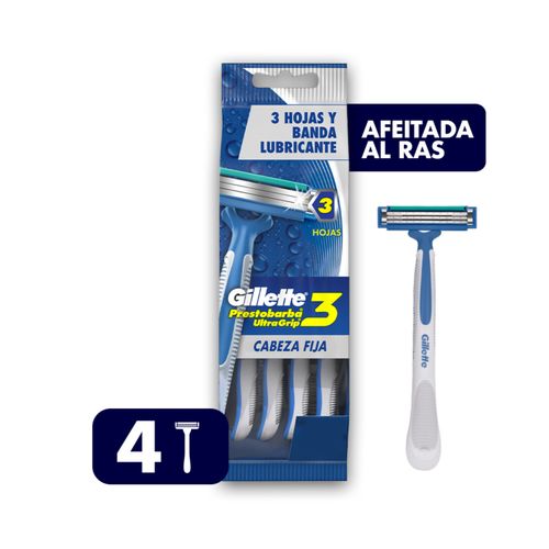 Rasuradora Desechable Gillette Prestobarba Ultragrip3, 4 Uds