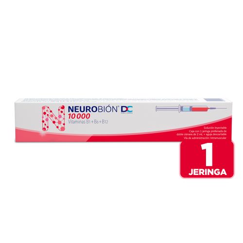 Jeringa Prellenada Neurobión DC 10000 De Doble Cámara De 2 ml + Agua Descartable 1 Unidad