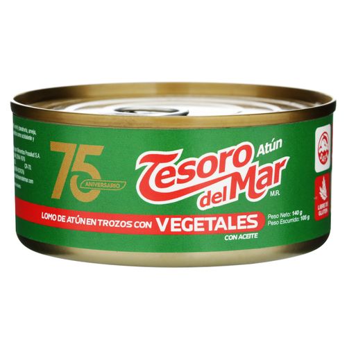 Atún Tesoro Del Mar Trocitos Vegetales -140gr