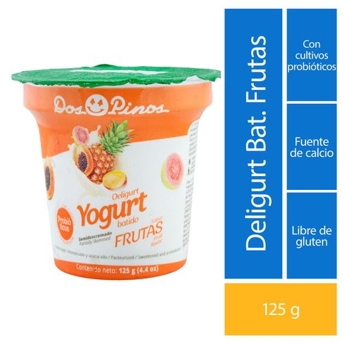 Yogurt Dos Pinos Batido Frutas, Semidescremado Con Probióticos- 125g