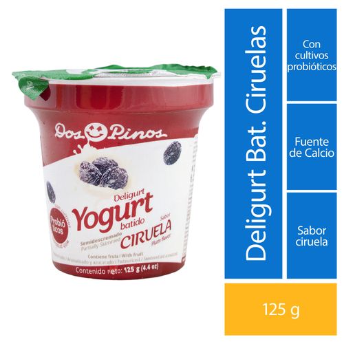 Yogurt Dos Pinos Batido Ciruela, Semidescremado Con Probióticos - 125g