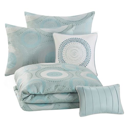 Edredón Full/Queen Baxter Home Style, color aqua -5 pzas