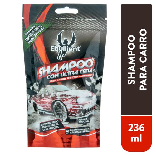 Shampoo Ebullient Con Ultra Cera Para Carro, Elimina Grasa Y Suciedad Doypack -236ml