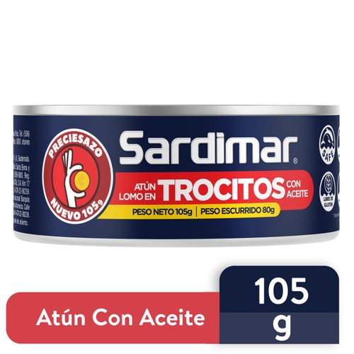 Atun lomo trocitos Sardimar en aceite de soya -105g