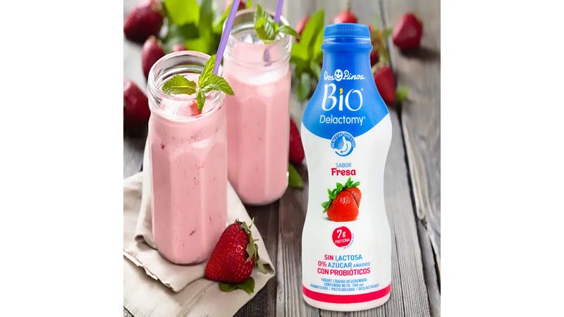Comprar Yogurt Dos Pinos Bio Delactomy Sabor Fresa, Sin lactosa. 0% Azúcar  Añadido Y Con Probióticos- 750ml