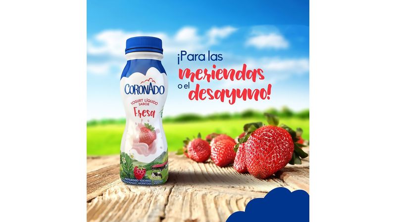 Yogurt Líquido Coronado Sabor Fresa, Semidescremado - 200ml