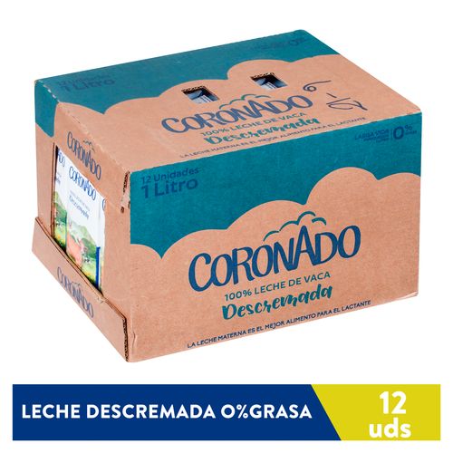 12 Pack Leche Coronado Uht Descremada 0% Grasa - 12000Ml