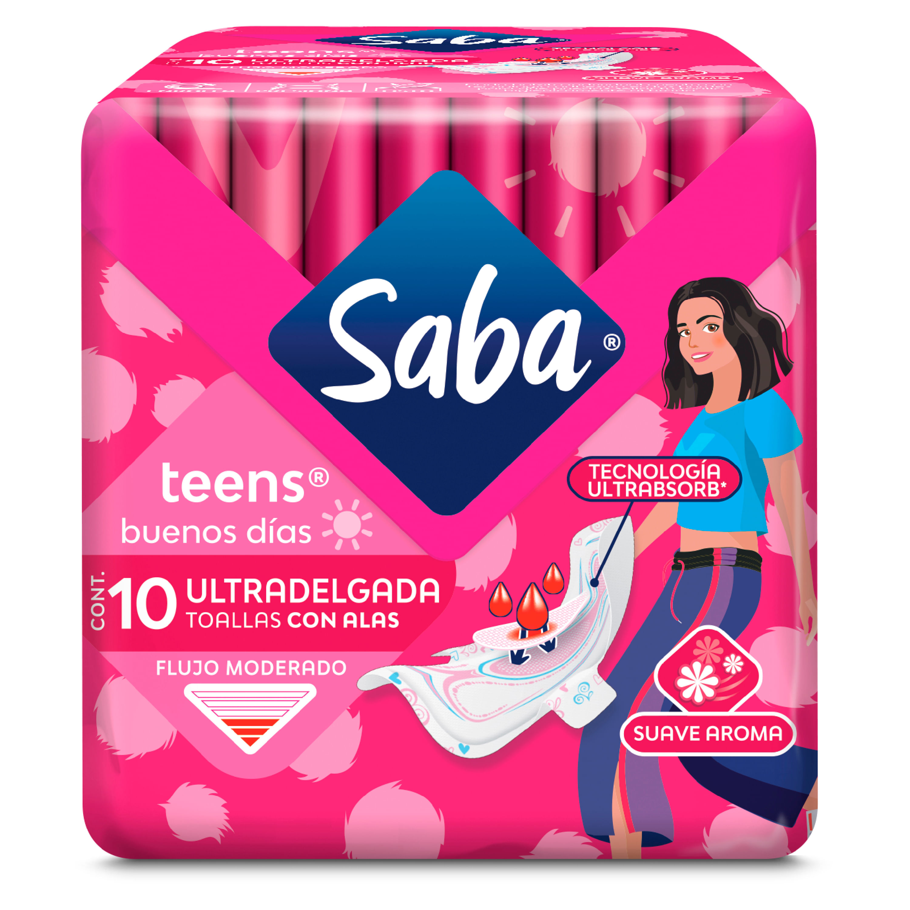 Toallas-Femeninas-Marca-Saba-Teens-Ultradelgada-Flujo-Moderado-Con-Alas-10Uds-1-24567