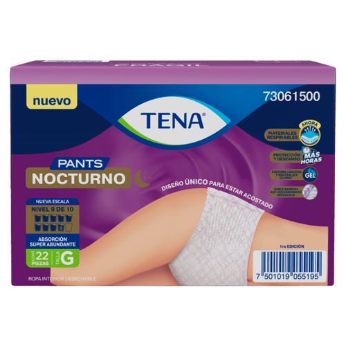 Ropa Interior Desechable Tena Pants Nocturno Talla:G - 22Uds