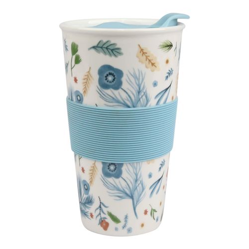 Vaso Home Trends Porcelana Con Tapa Soporte Silicon 420ml