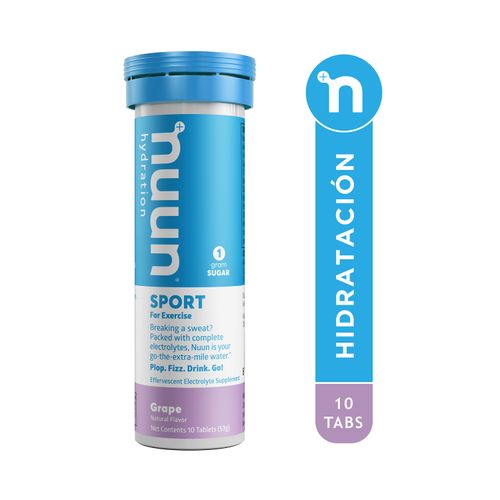Hidratante Nuun Sport sabor uva en tabletas - 10 Uds