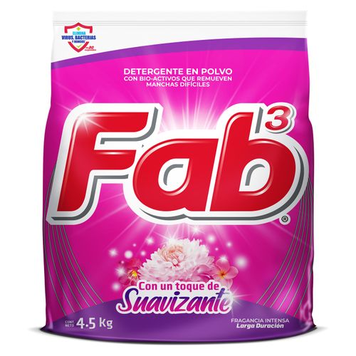 Detergente en polvo Fab 3 con toque suavizante - 4.5 kg