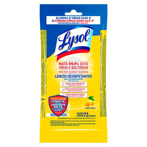 Toalla Lysol Desinfectante Citrus Flat Pack 72 unidades