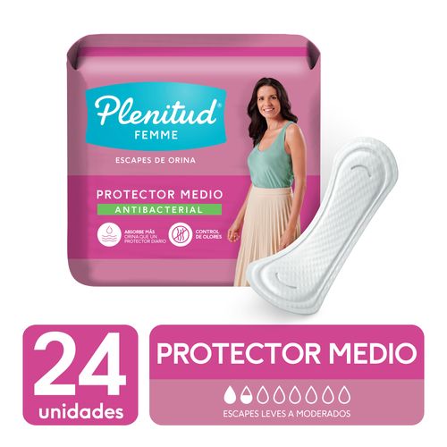 Protectores Plenitud Femme Incontinencia Leve A Moderada - 24 unidades