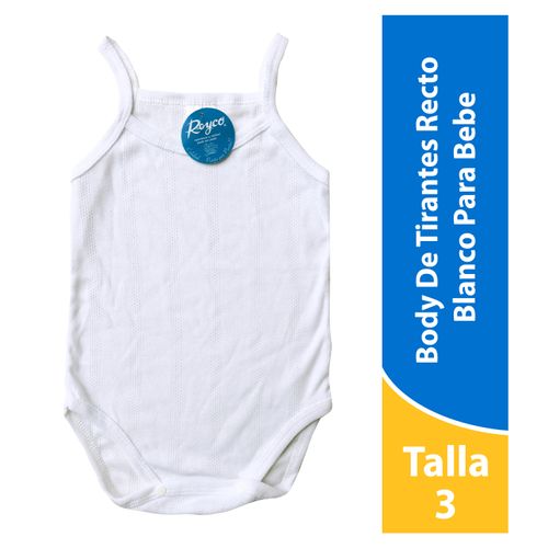 Mameluco Reyco Color Blanco De Tirantes, Para Bebé - Talla 3