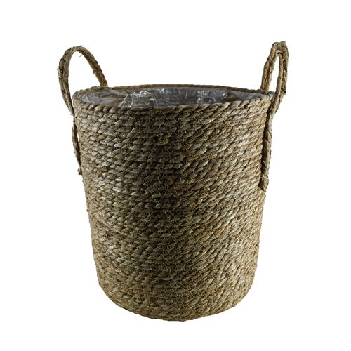 Maceta tipo canasta tejida Mainstays Green con plástico impermeable -40x40cm