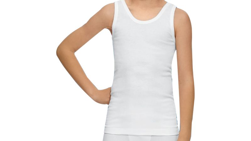 Camiseta algodón tirantes niño blanca