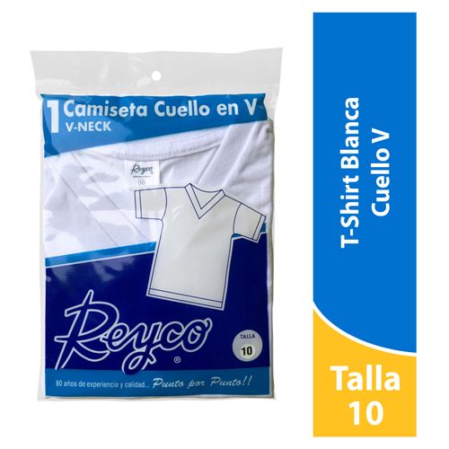 Tshirt Reyco Niño Cuello V, Color Blanca -Talla 10