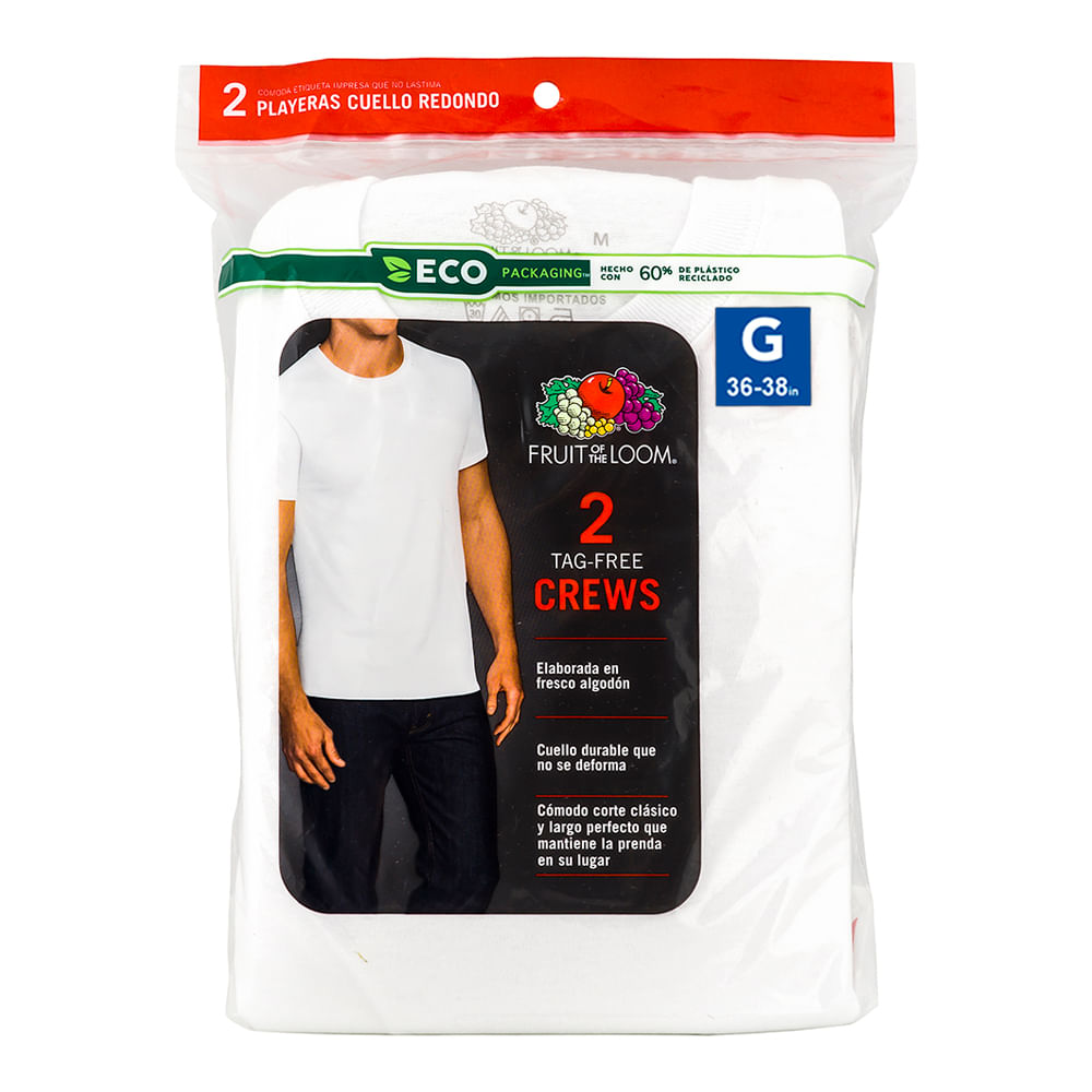 Camiseta-Marca-Fruit-Of-The-Loom-Cuello-Redondo-Color-Blanco-2-Pack-Talla-L-1-88709