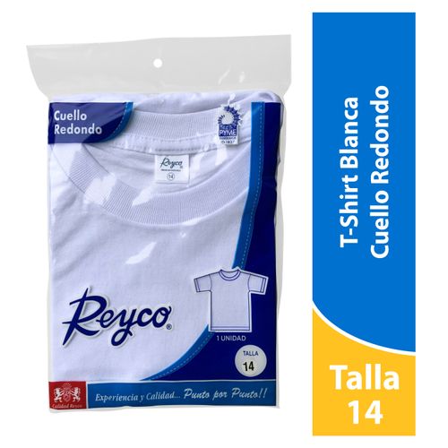 Tshirt Reyco Niño Cuello Redondo, Color Blanca - Talla 14