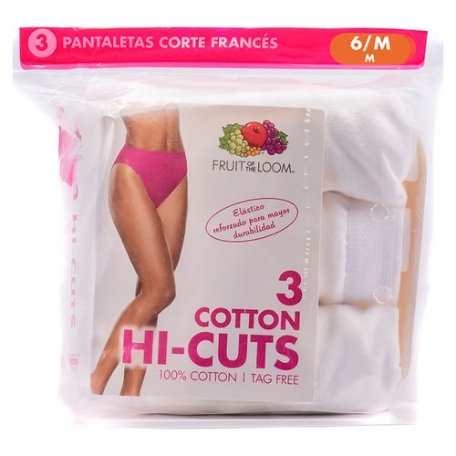 Bloomer Fruit Of The Loom para Dama Hi Cuts Color Blanco 3 Pack Talla M