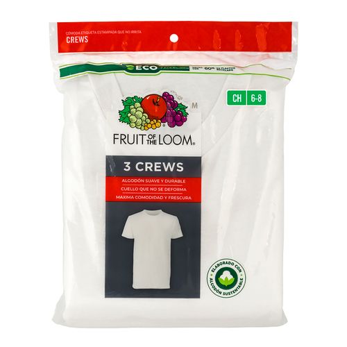 Camiseta Fruit Of The Loom Para Niño Color Blanco Talla S