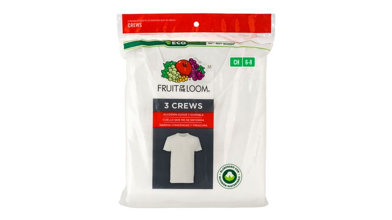 Fruit of the Loom Camiseta blanca para niños, 8 unidades, color blanco,  talla S 6-8, Blanco