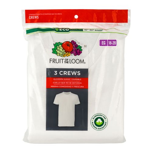 Camiseta Fruit Of The Loom Para Niño Color Blanco Talla Xl