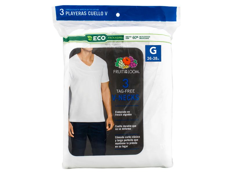 Camiseta-Marca-Fruit-Of-The-Loom-para-Caballero-Cuello-V-Color-Blanco-3-Pack-Talla-L-1-47167