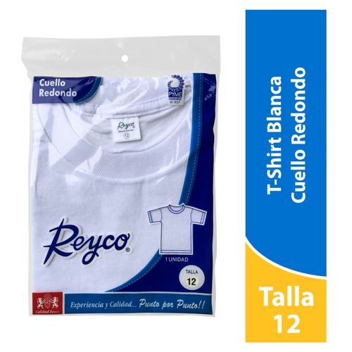 Tshirt Reyco Niño Cuello Redondo, Color Blanca - Talla 12