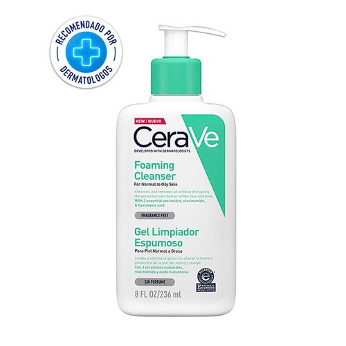 Gel Limpiador Espumante Cerave, Para Piel Norma A Grasa, Sin Perfueme - 236ml