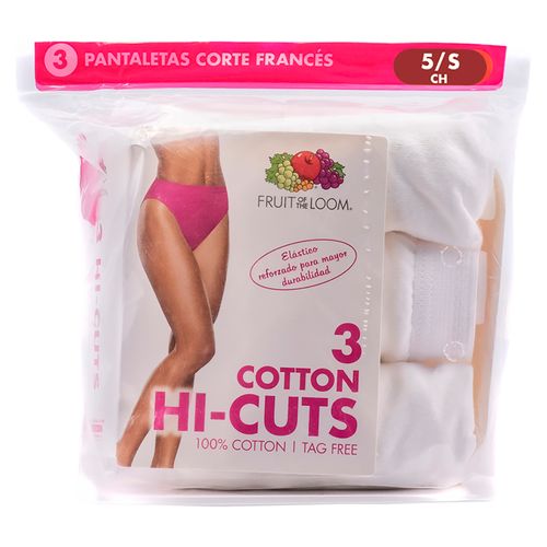 Bloomer Fruit Of The Loom para Dama Hi Cuts Color Blanco 3 Pack Talla S