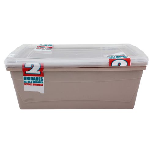 Caja Organizadora Guateplast Con Tapa, Color Café 2 piezas 6 Lt