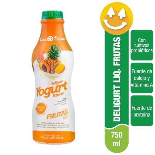 Yogurt Dos Pinos Líquido Frutas, Semidescremado Con Probióticos - 750ml