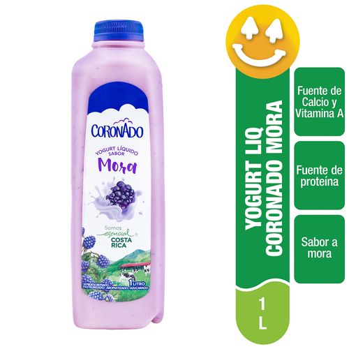 Yogurt Líquido Coronado Sabor Mora, Semidescremado - 1Lt