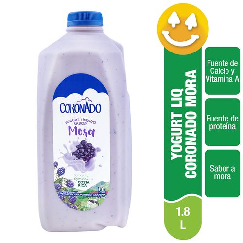 Yogurt Líquido Coronado Sabor Mora, Semidescremado - 1.8 Lt