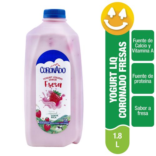 Yogurt Líquido Coronado Sabor Fresa, Semidescremado - 1.8Lt