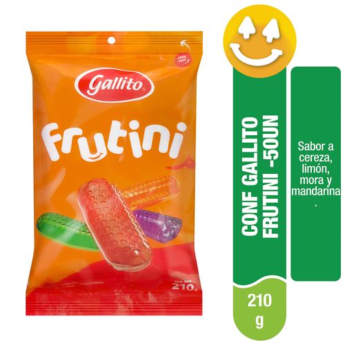 Confites Frutini Gallito Sabor Cereza, Limón, Mora Y Mandarina - 210g