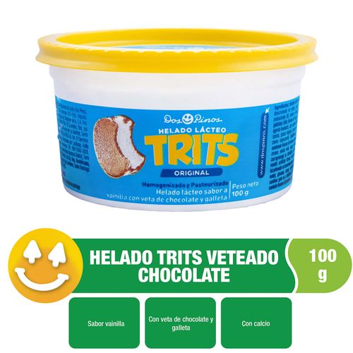 Helado Dos Pinos Trits Orignal Sabor Vainilla, Con Veta De Chocolate Y Galleta - 100g