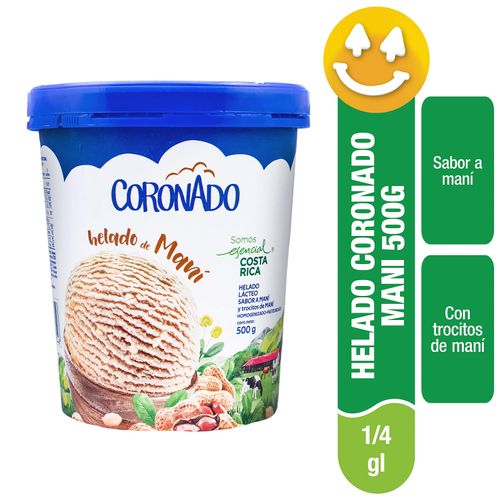 Helado Coronado Sabor Maní Con Trocitos De Maní- 500g
