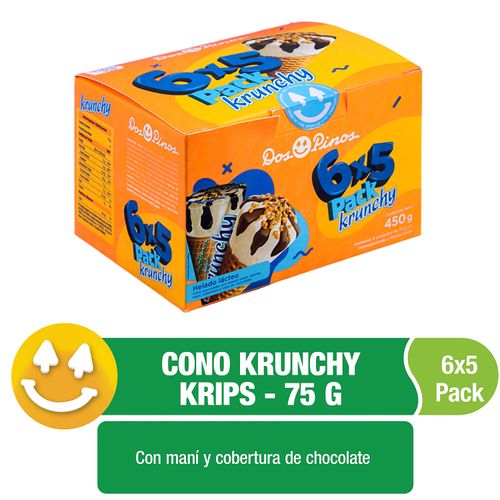 Cono Dos Pinos Krunchy Maní Con Cobertura De Chocolate 6 Pack - 450g