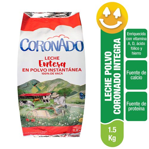 Leche Coronado Entera En Polvo Instantánea, 100% De Vaca - 1.5kg