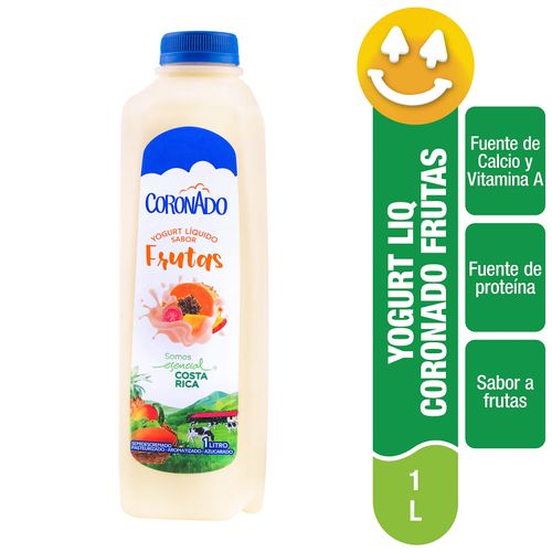 Yogurt Líquido Coronado Sabor Frutas, Semidescremado- 1Lt