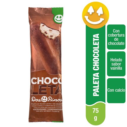 Paleta Chocoleta Dos Pinos, Sabor Vanilla Cobertura De Chocolate - 75g