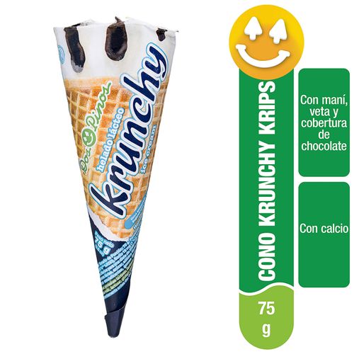 Cono Dos Pinos Krunchy Vainilla, Con Maní, Veta Y Cobertura De Chocolate - 75g